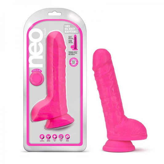 Neo Dual Density Dildo 9 In. Neon Pink