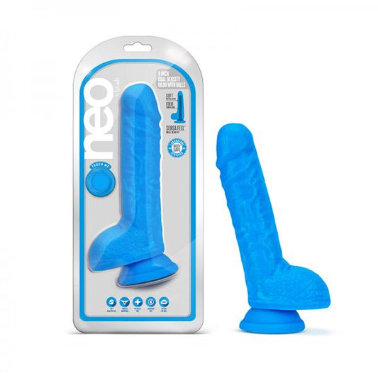 Neo Dual Density Dildo 9 In. Neon Blue