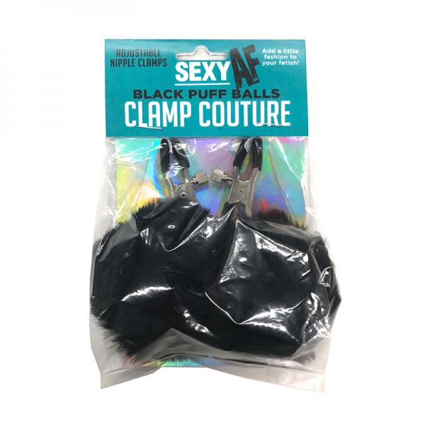 Af Sexy Nipple Clamps Black Puff Balls