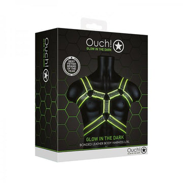 Ouch! Glow Body Harness - Glow In The Dark - Green - L/xl