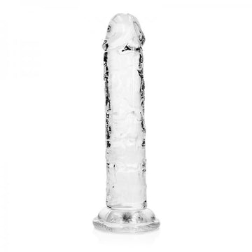 Realrock Crystal Clear Straight 6 In. Dildo Without Balls Clear