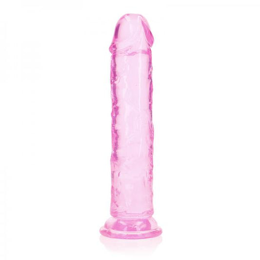 Realrock Crystal Clear Straight 8 In. Dildo Without Balls Pink