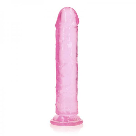Realrock Crystal Clear Straight 9 In. Dildo Without Balls Pink