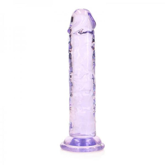 Realrock Crystal Clear Straight 6 In. Dildo Without Balls Purple