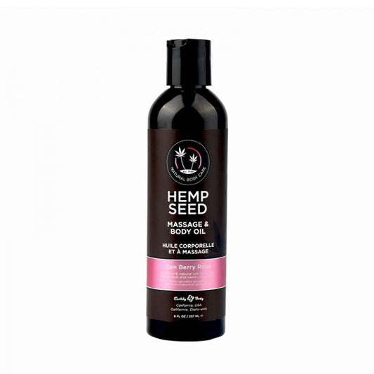 Earthly Body Hemp Seed Massage & Body Oil Zen Berry Rose 8 Oz.