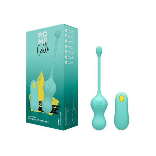 Romp Cello Rechargeable Remote-controlled Silicone G-spot Egg Vibrator Light Teal