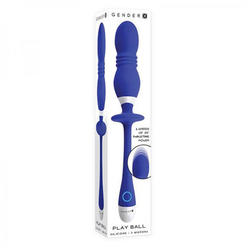 Gender X Play Ball Rechargeable Thrusting Silicone Dual Orb Vibrator Blue