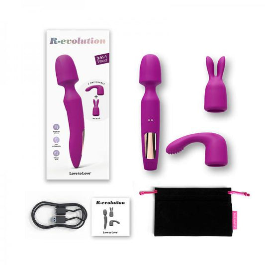 Love To Love R-evolution Rechargeable 3-in-1 Wand Vibrator Sweet Orchid