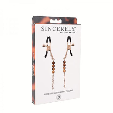 Sincerely, Sportsheets Amber Collection Adjustable Beaded Nipple Clamps Tortoiseshell