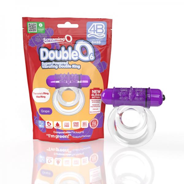 Screaming O 4b Doubleo 6 Vibrating Double Cockring Grape