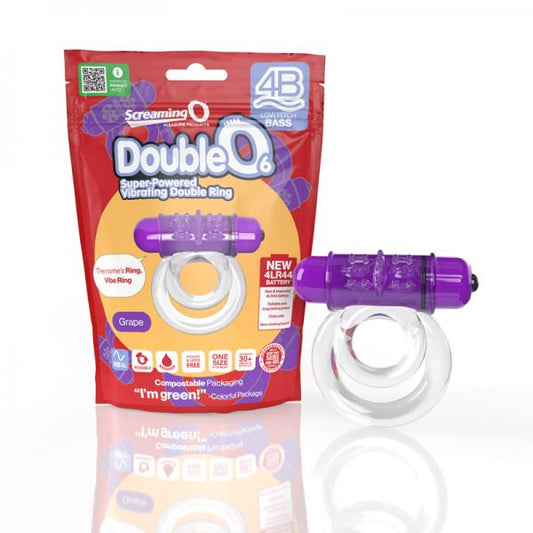 Screaming O 4b Doubleo 6 Vibrating Double Cockring Grape