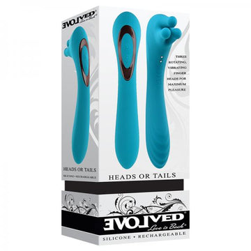 Evolved Heads Or Tails Rechargeable Silicone Vibrator Teal