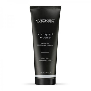 Wicked Stripped + Bare Unscented Sensual Massage Cream 4 Oz.