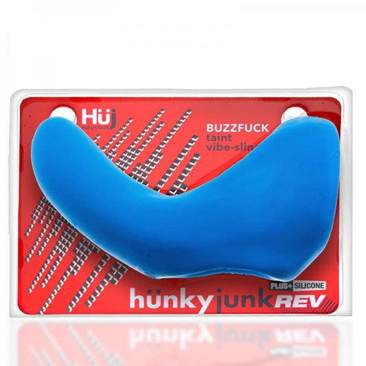 Hunkyjunk Buzzfuck Cock & Ball Sling With Taint Vibrator Teal Ice