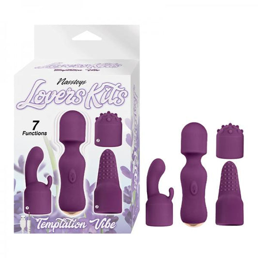 Nasstoys Lovers Kits Temptation Vibe Rechargeable Silicone Wand Vibrator & 3-piece Attachment Set Eg