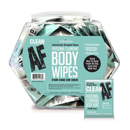 Clean Af Individually Wrapped Personal Cleaning Body Wipes 65-piece Fishbowl Display