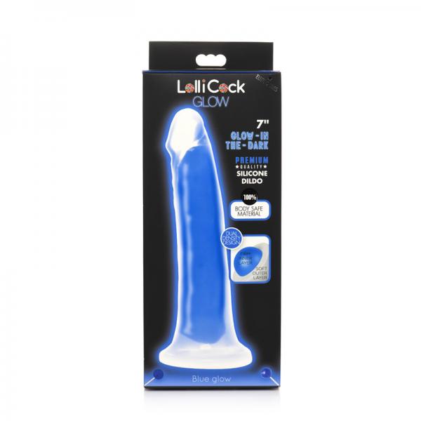 Lollicock Glow-in-the-dark 7 In. Silicone Dildo Blue
