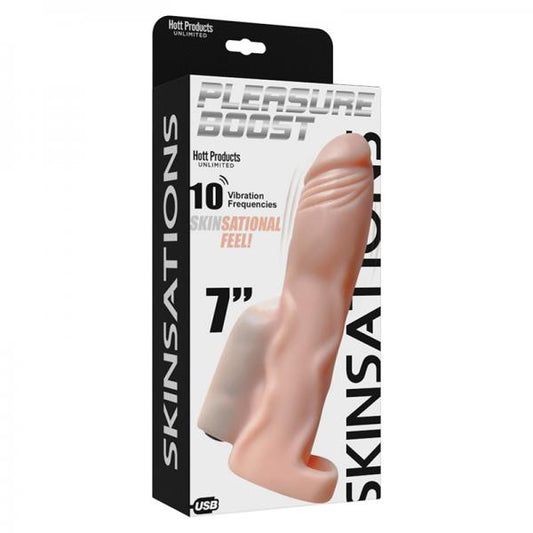 Skinsations Pleasure Boost Rechargeable 7 In. Vibrating Sleeve