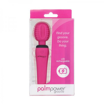 Palmpower Groove Rechargeable Silicone Mini Wand Massager Fuchsia
