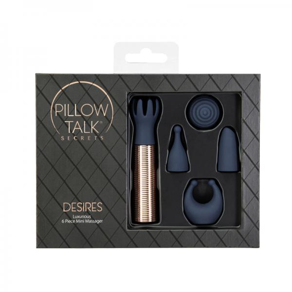 Pillow Talk Secrets Desires 6-piece Silicone Mini Massager Set Navy