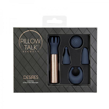 Pillow Talk Secrets Desires 6-piece Silicone Mini Massager Set Navy