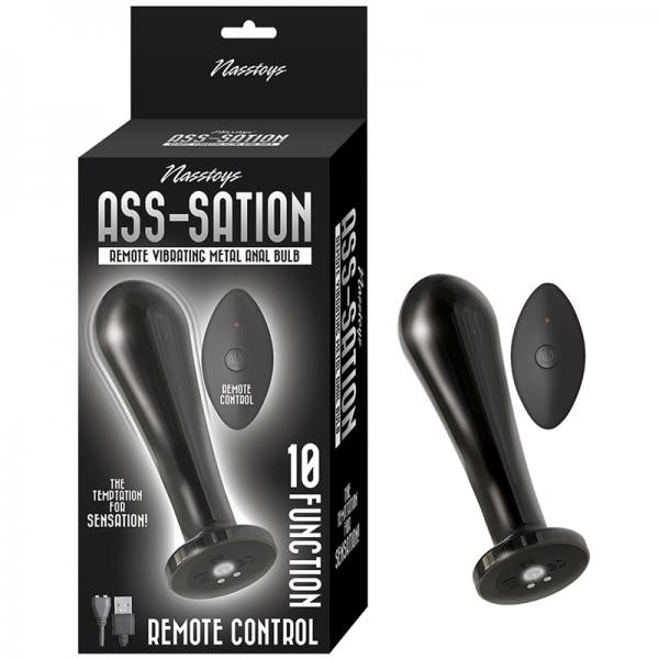 Nasstoys Ass-sation Remote Vibrating Metal Anal Bulb Black