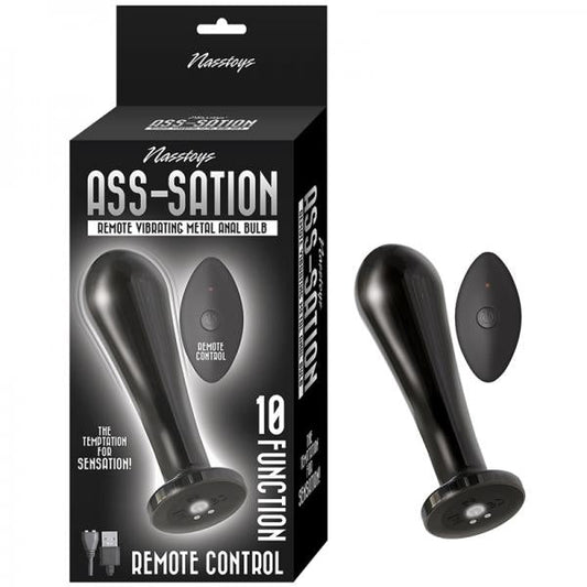 Nasstoys Ass-sation Remote Vibrating Metal Anal Bulb Black