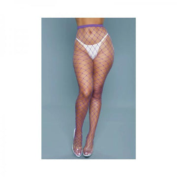 Bewicked Oversized Fishnet Pantyhose Purple O/s