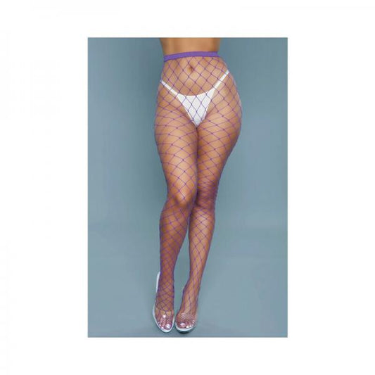 Bewicked Oversized Fishnet Pantyhose Purple O/s