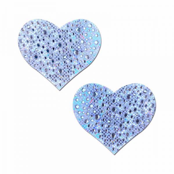 Pastease Crystal Sparkling Heart Pasties Silver