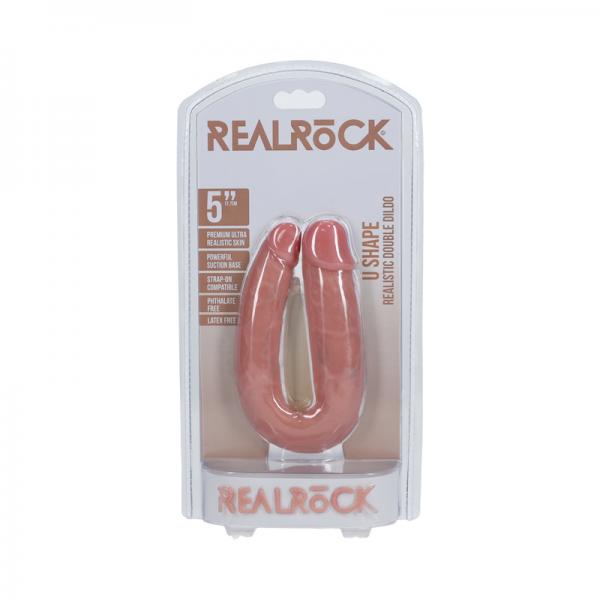 Realrock 5 In. U-shaped Double Dildo Beige