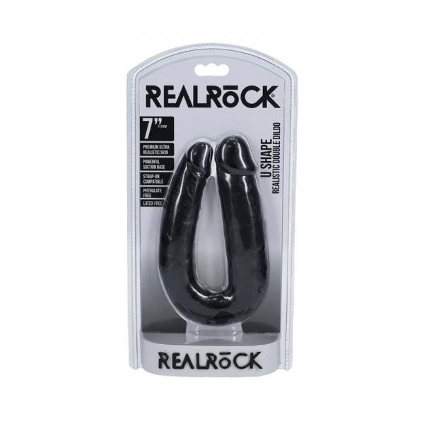 Realrock 7 In. U-shaped Double Dildo Black