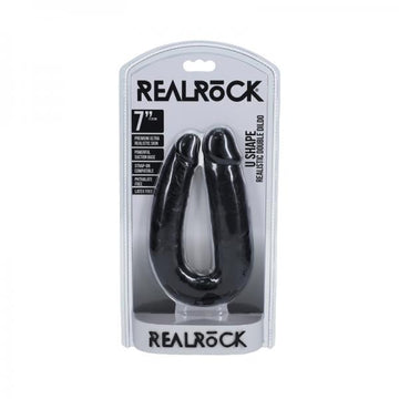 Realrock 7 In. U-shaped Double Dildo Black