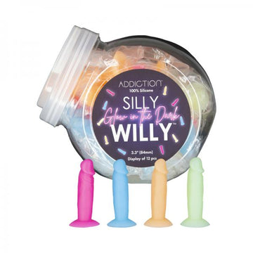Addiction Silly Willy Glow-in-the-dark 3.3 In. Silicone Dildo 12-piece Display