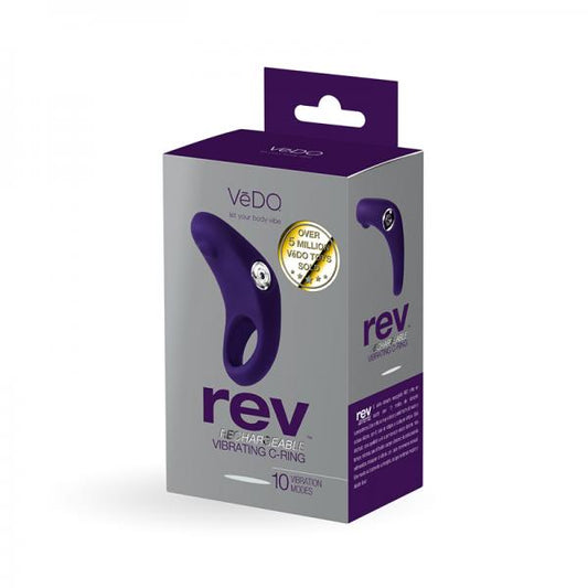 Vedo Rev Rechargeable Vibrating C-ring Purple