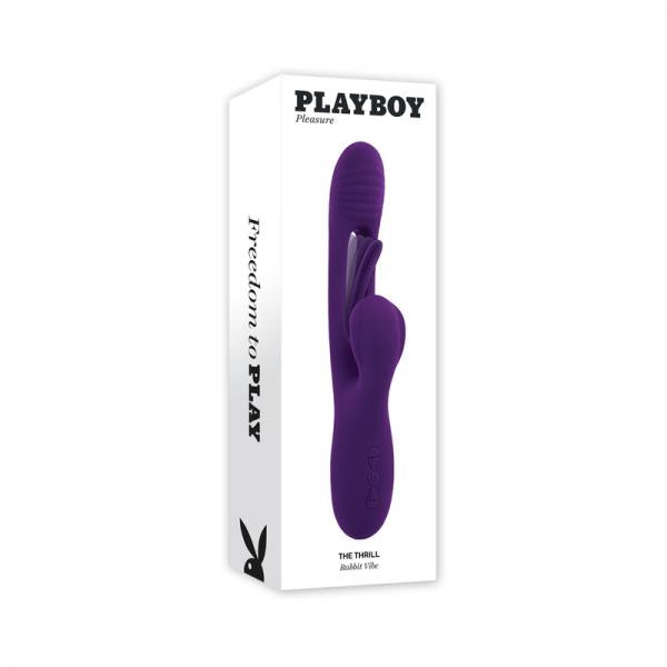 Playboy The Thrill Rechargeable Silicone Dual Stim Vibrator With Flapper Acai