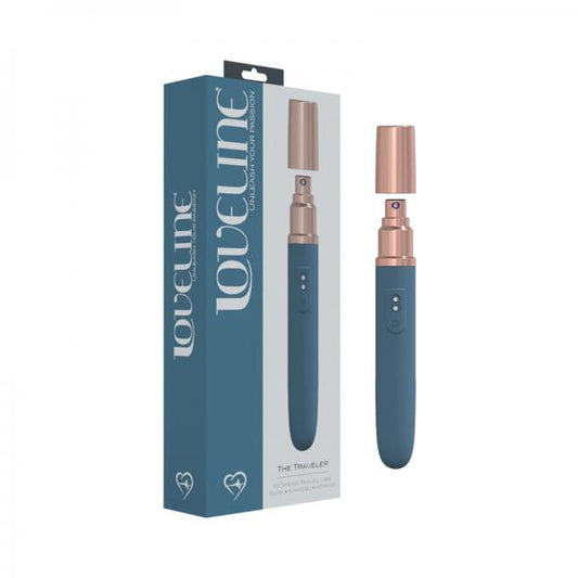 Loveline The Traveler 10 Speed Travel Vibe Silicone Rechargeable Waterproof Blue/grey