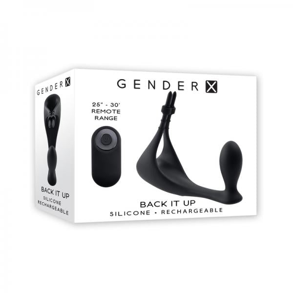Gender X Back It Up Rechargeable Lasso C-ring And Plug With Remote Silicone Black