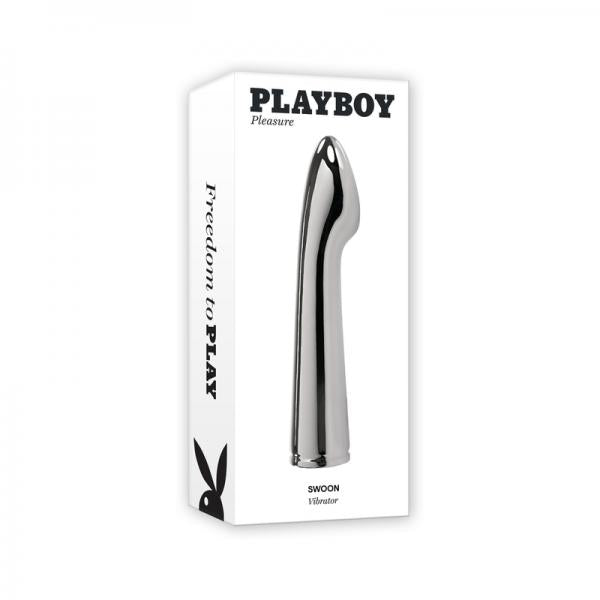 Playboy Swoon Rechargeable Vibrator Aluminum Platinum