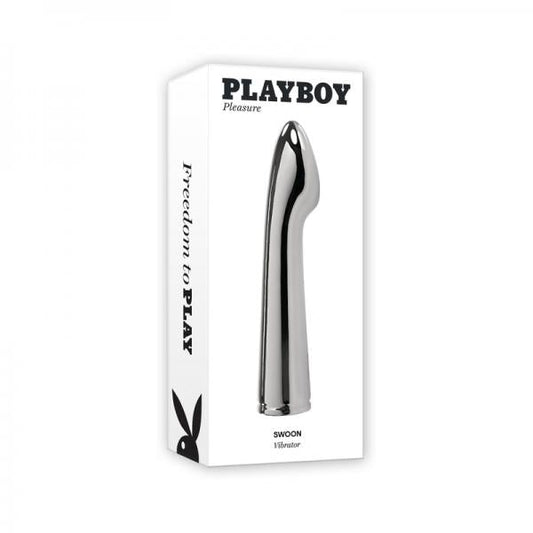 Playboy Swoon Rechargeable Vibrator Aluminum Platinum