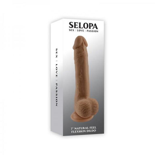 Selopa Natural Feel Flexskin Dildo Bendable With Moving Material 7 In. Dark