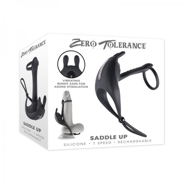 Zero Tolerance Saddle Up Rechargeable Vibrating C-ring & Girth Enhancer Silicone Black