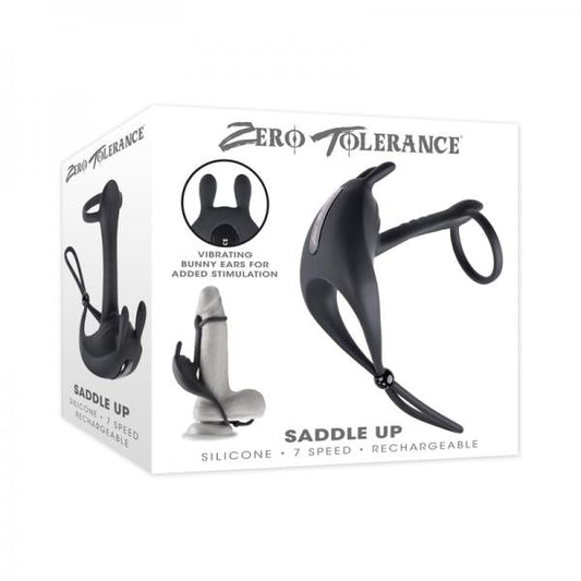 Zero Tolerance Saddle Up Rechargeable Vibrating C-ring & Girth Enhancer Silicone Black