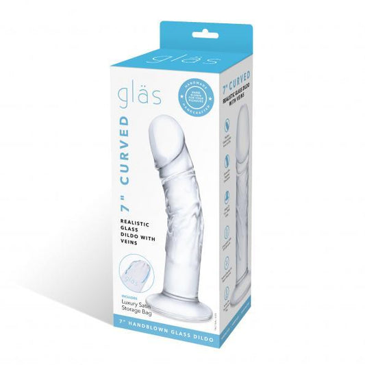 Glas 7 Curved Realistic Glass Dildo W Veins 