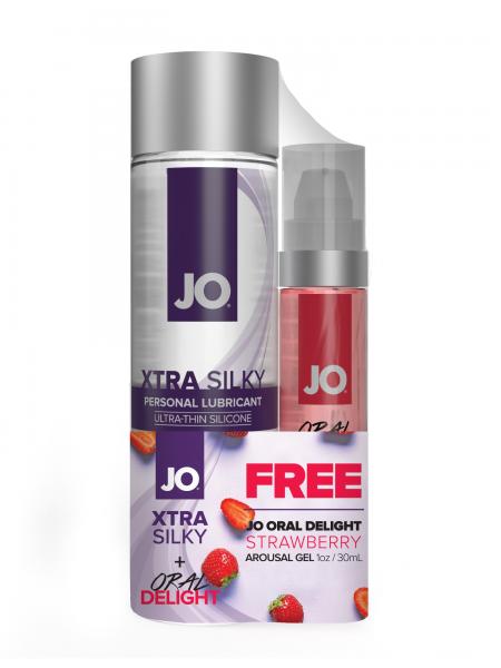 Jo Xtra Silky Silicone 4oz + Oral Delight Strawberry 1oz