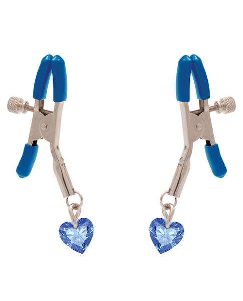 I'll Never Let Go Nipple Clamps Blue Heart Charms